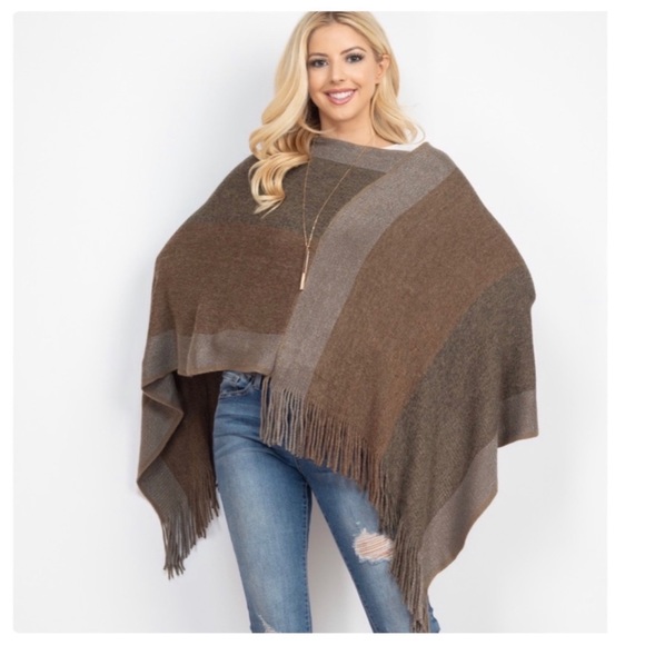 1 LEFT! Soft Fringe Women’s Fall Poncho - Picture 4 of 10